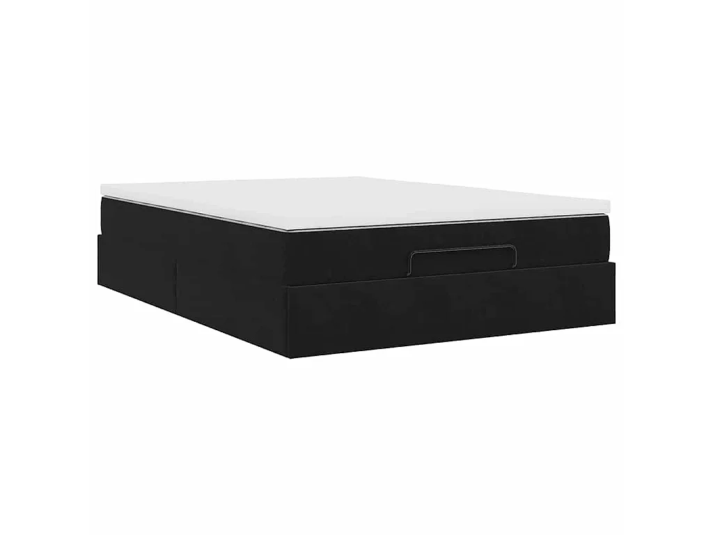 Cadre de lit ottoman avec matelas noir 140x190 cm velours