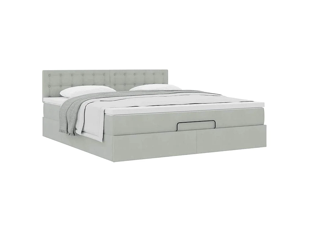 Estructura de cama otomana con colchón gris claro 160x200cm