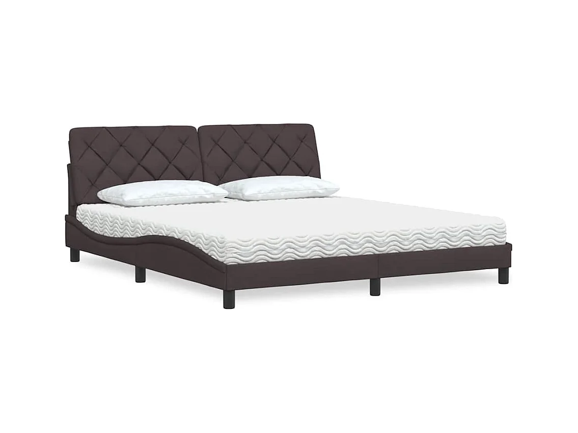 Letto con Materasso Marrone Scuro 180x200cm Tessuto