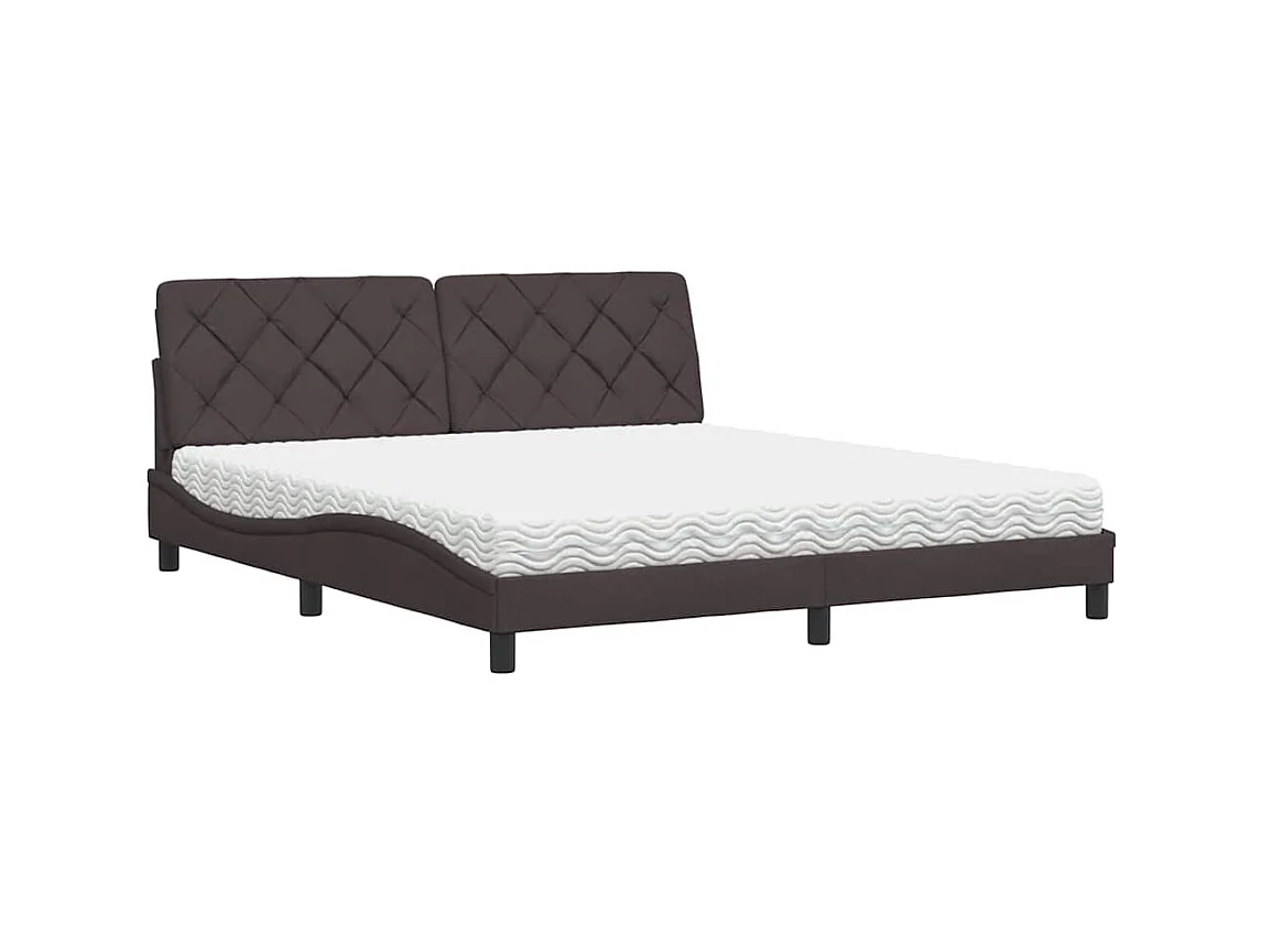 Letto con Materasso Marrone Scuro 180x200cm Tessuto