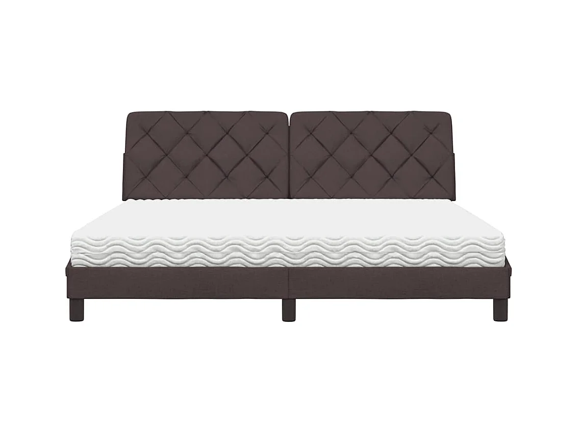 Letto con Materasso Marrone Scuro 180x200cm Tessuto
