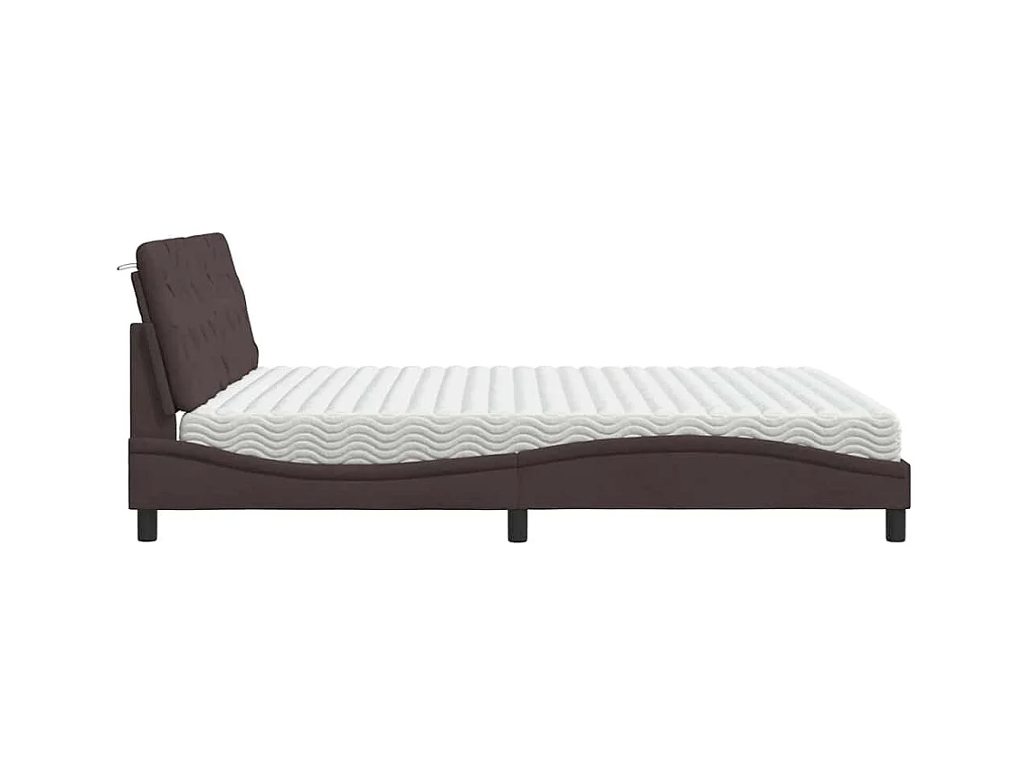 Letto con Materasso Marrone Scuro 180x200cm Tessuto