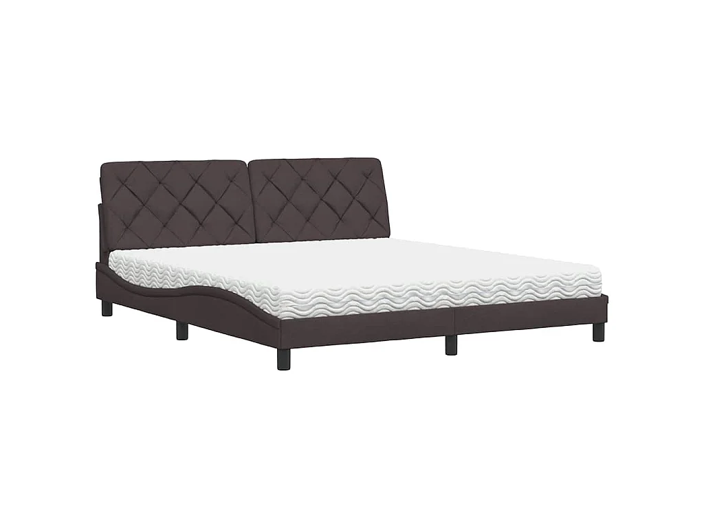 Lit avec matelas marron foncé 180x200 cm tissu