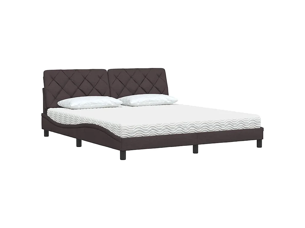 Lit avec matelas marron foncé 180x200 cm tissu