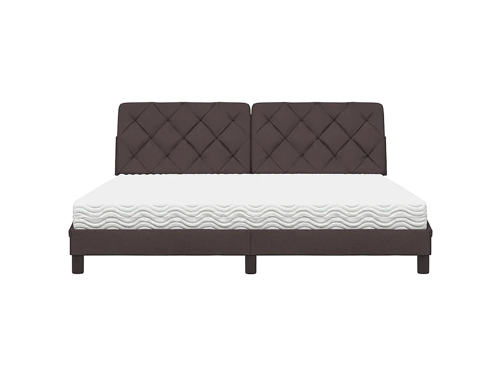 Lit avec matelas marron foncé 180x200 cm tissu