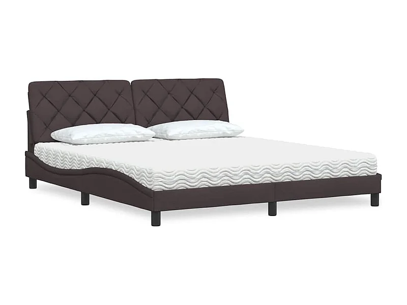 Bed met matras stof donkerbruin 180x200 cm
