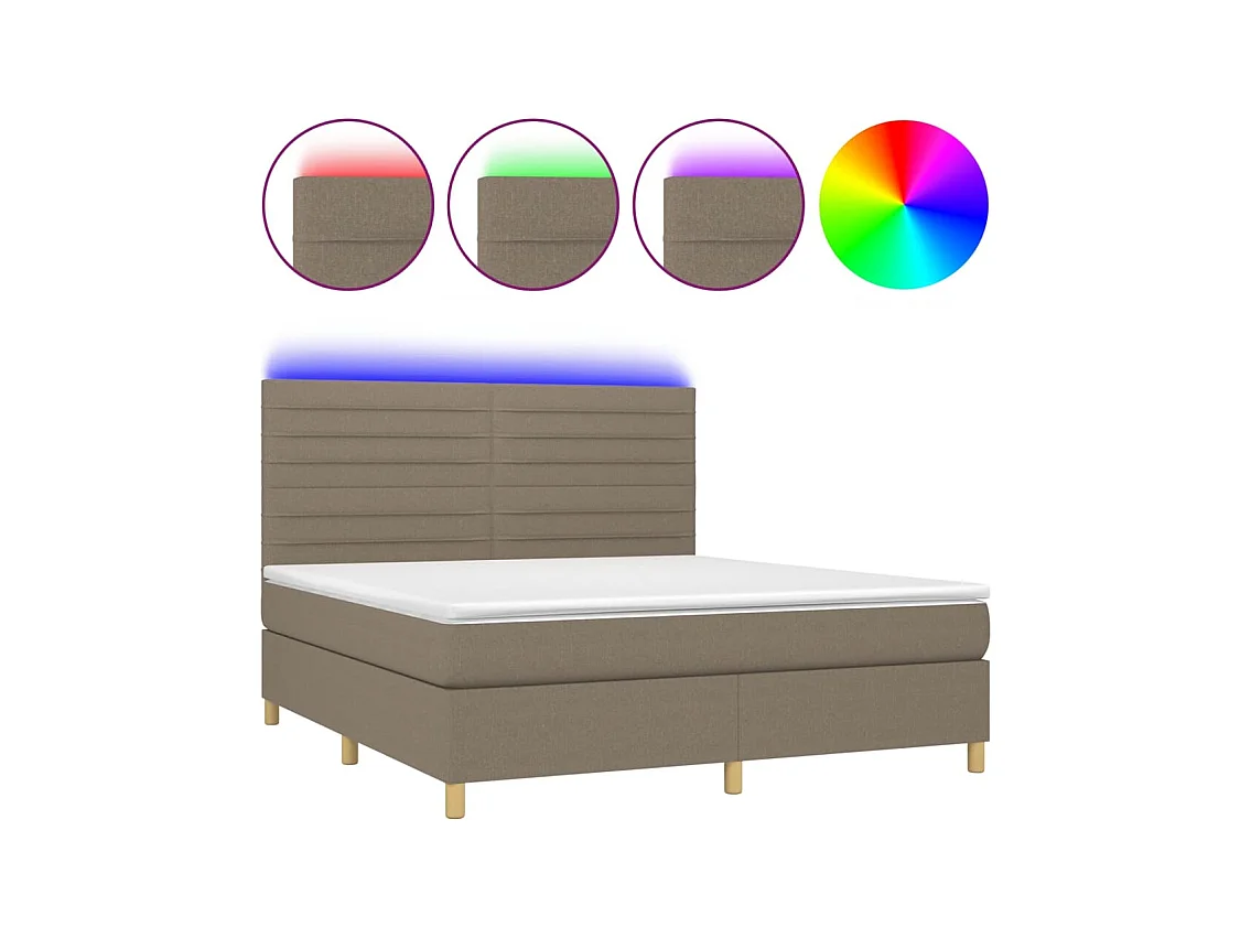 Boxspringbett mit Matratze & LED Taupe 180x200 cm Stoff