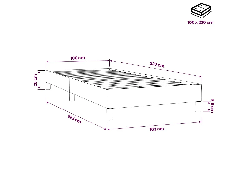 Boxspringbett ohne Matratze Rosa 100x220 cm Samt