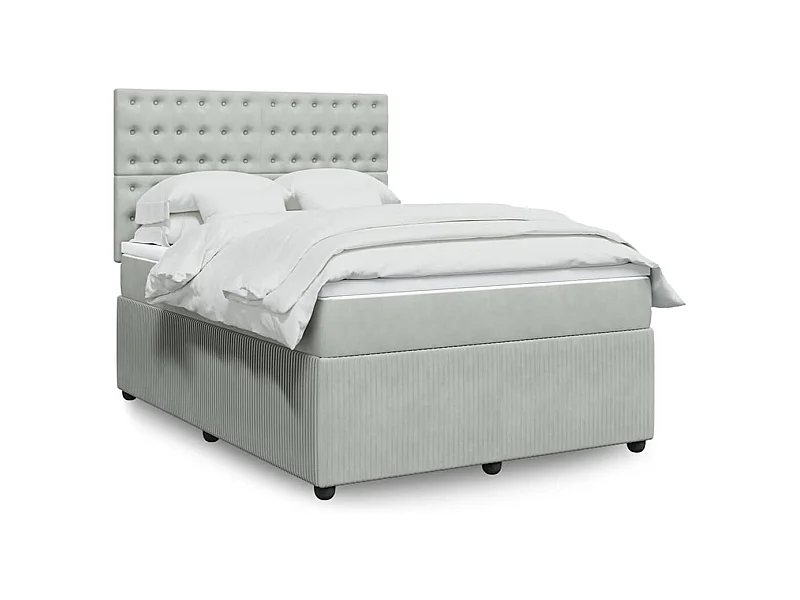 Boxspringbett mit Matratze Hellgrau 140x190 cm Samt