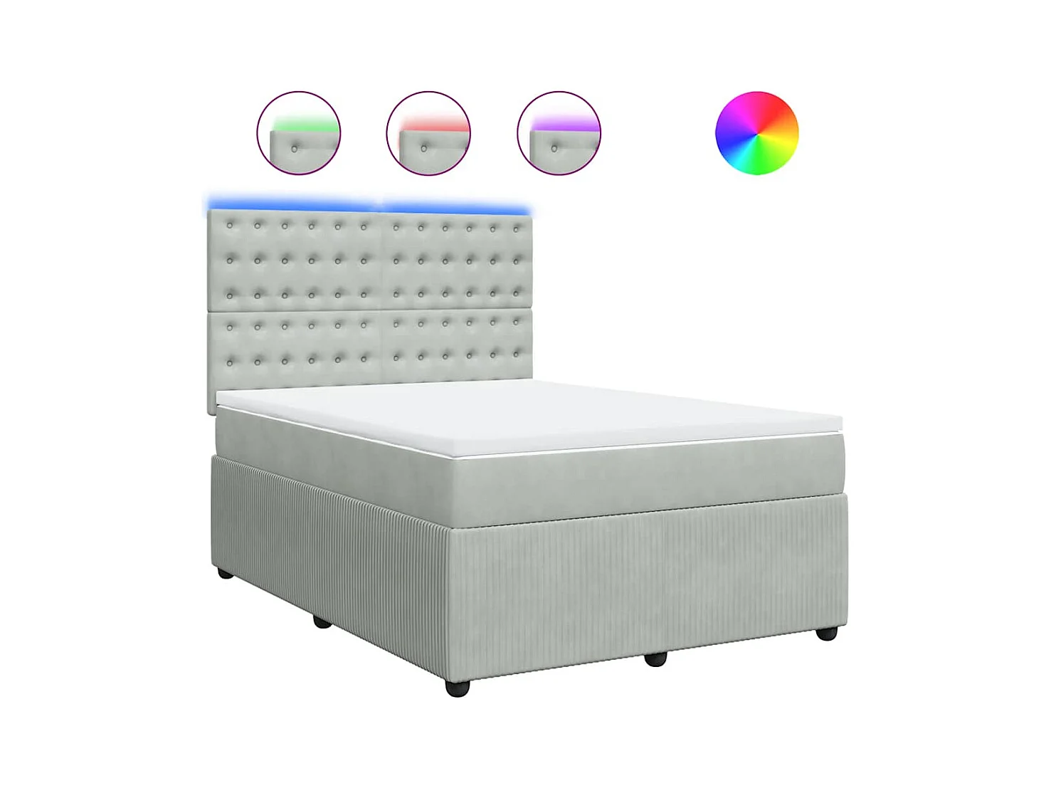 Sommier à lattes de lit et matelas Gris clair 140x190cm Velours