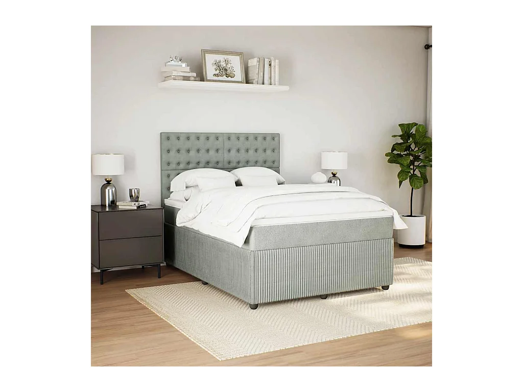 Sommier à lattes de lit et matelas Gris clair 140x190cm Velours