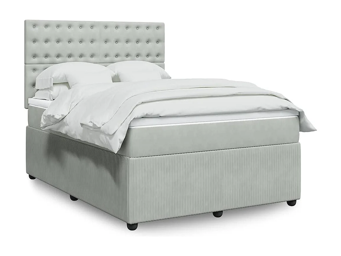 Giroletto a Molle con Materasso Grigio Chiaro 140x190cm Velluto