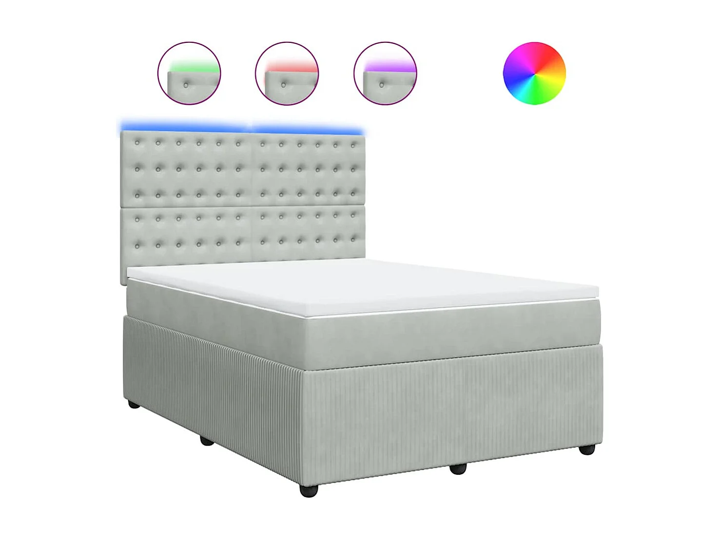 Giroletto a Molle con Materasso Grigio Chiaro 140x190cm Velluto