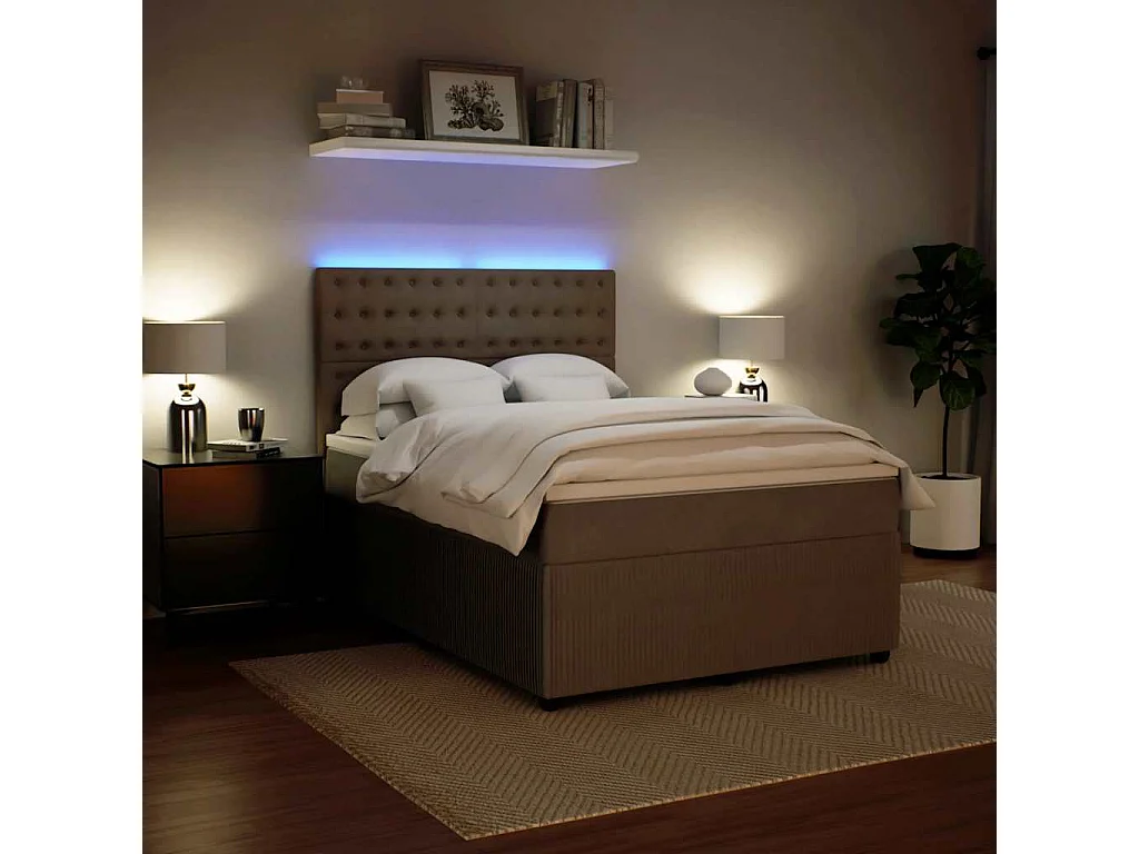 Giroletto a Molle con Materasso Grigio Chiaro 140x190cm Velluto