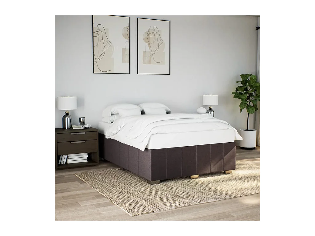 Bedframe zonder matras stof donkerbruin 160x200 cm