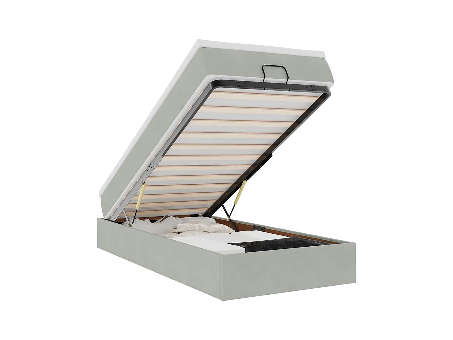 Ottoman bed met matras 100x200 cm fluweel lichtgrijs