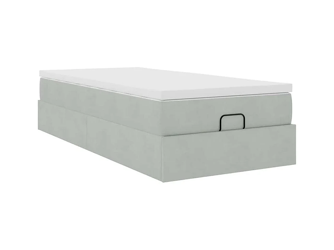 Ottoman bed met matras 100x200 cm fluweel lichtgrijs