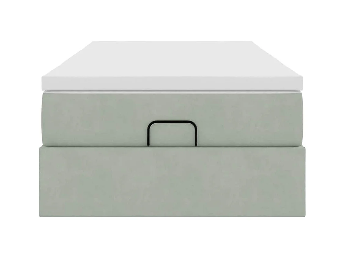 Ottoman bed met matras 100x200 cm fluweel lichtgrijs