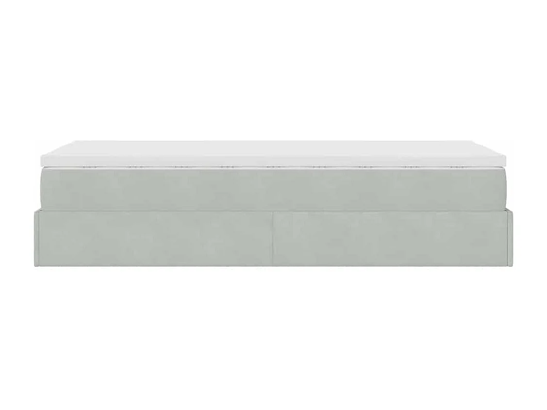 Cadre de lit ottoman et matelas gris clair 100x200 cm velours