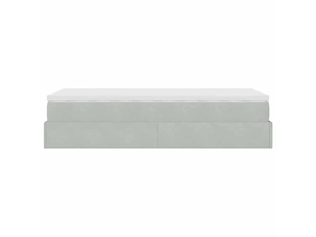 Ottoman bed met matras 100x200 cm fluweel lichtgrijs