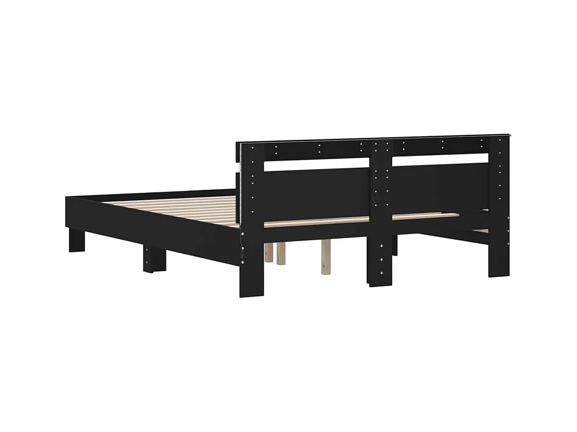 Cadre de lit avec LED sans matelas noir 140x190 cm