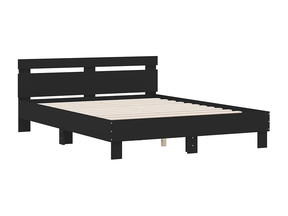 Cadre de lit avec LED sans matelas noir 140x190 cm