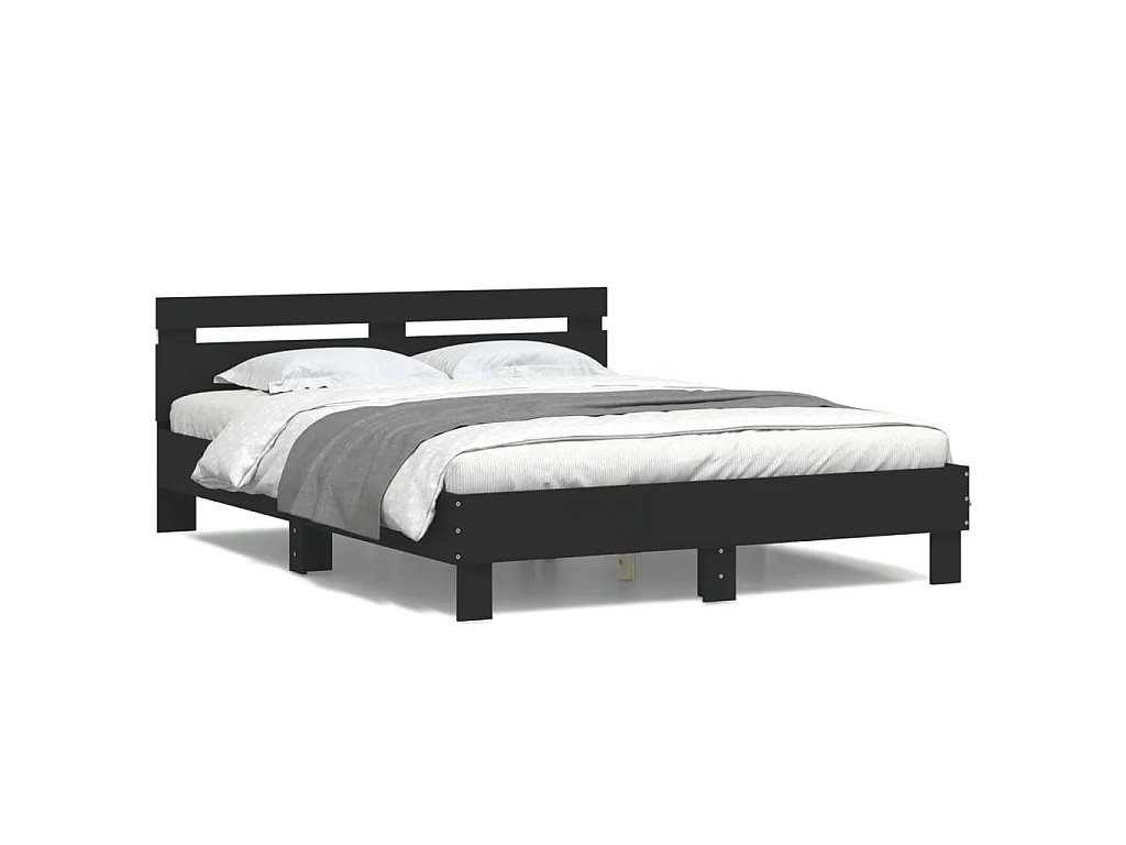 Cadre de lit avec LED sans matelas noir 140x190 cm