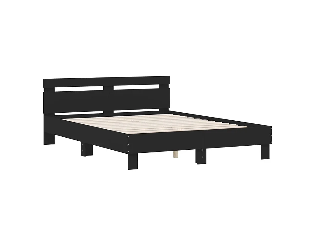 Cadre de lit avec LED sans matelas noir 140x190 cm