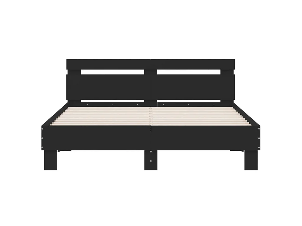 Cadre de lit avec LED sans matelas noir 140x190 cm
