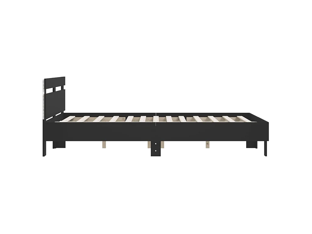 Cadre de lit avec LED sans matelas noir 140x190 cm