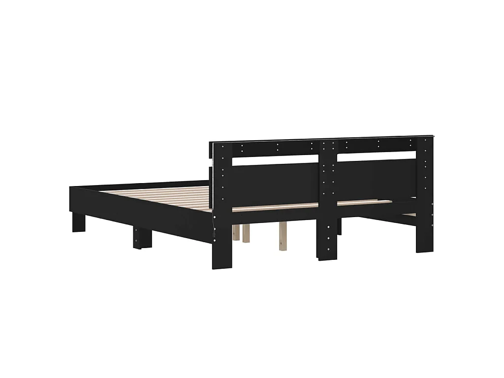 Cadre de lit avec LED sans matelas noir 140x190 cm