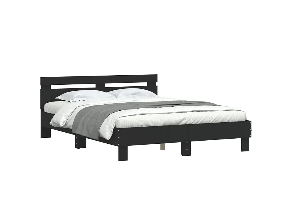 Cadre de lit avec LED sans matelas noir 140x190 cm