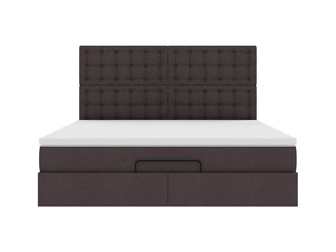 Cadre de lit ottoman avec matelas marron foncé 160x200 cm tissu