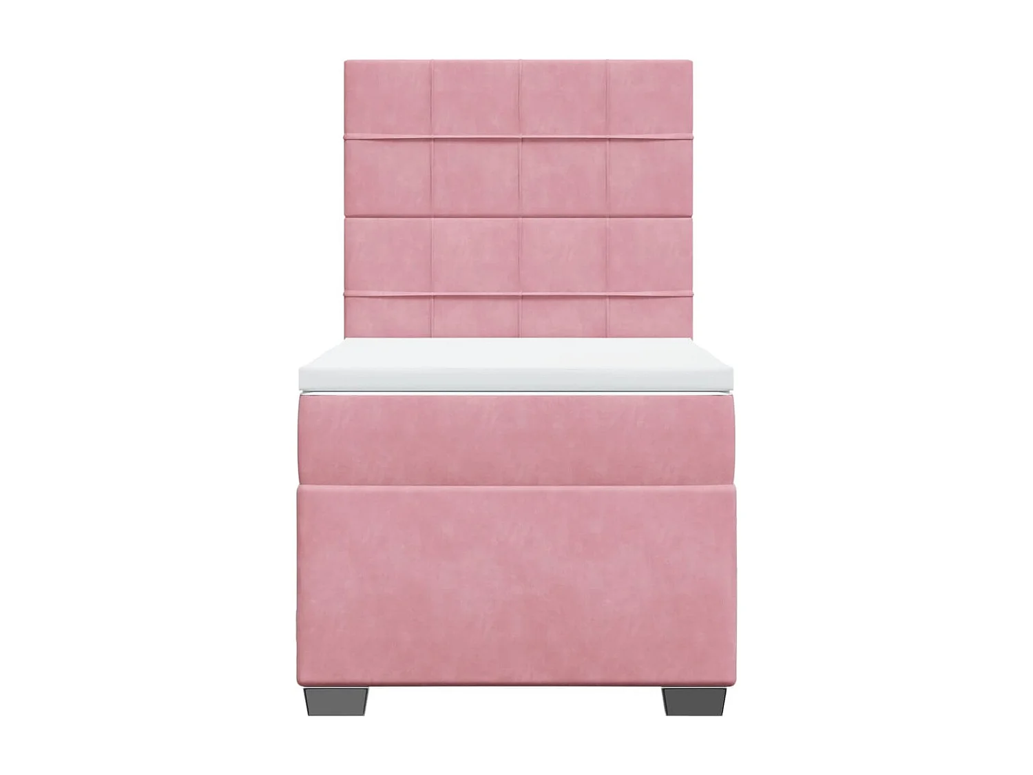 Cama box spring con colchón terciopelo rosa 90x200 cm