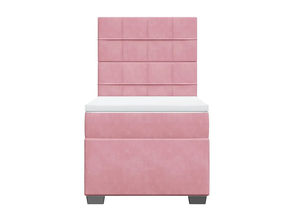 Cama box spring con colchón terciopelo rosa 90x200 cm