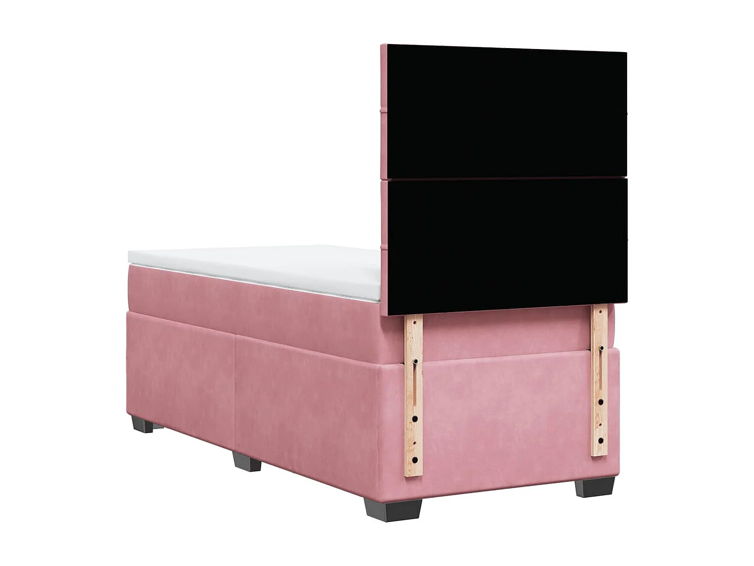 Cama box spring con colchón terciopelo rosa 90x200 cm
