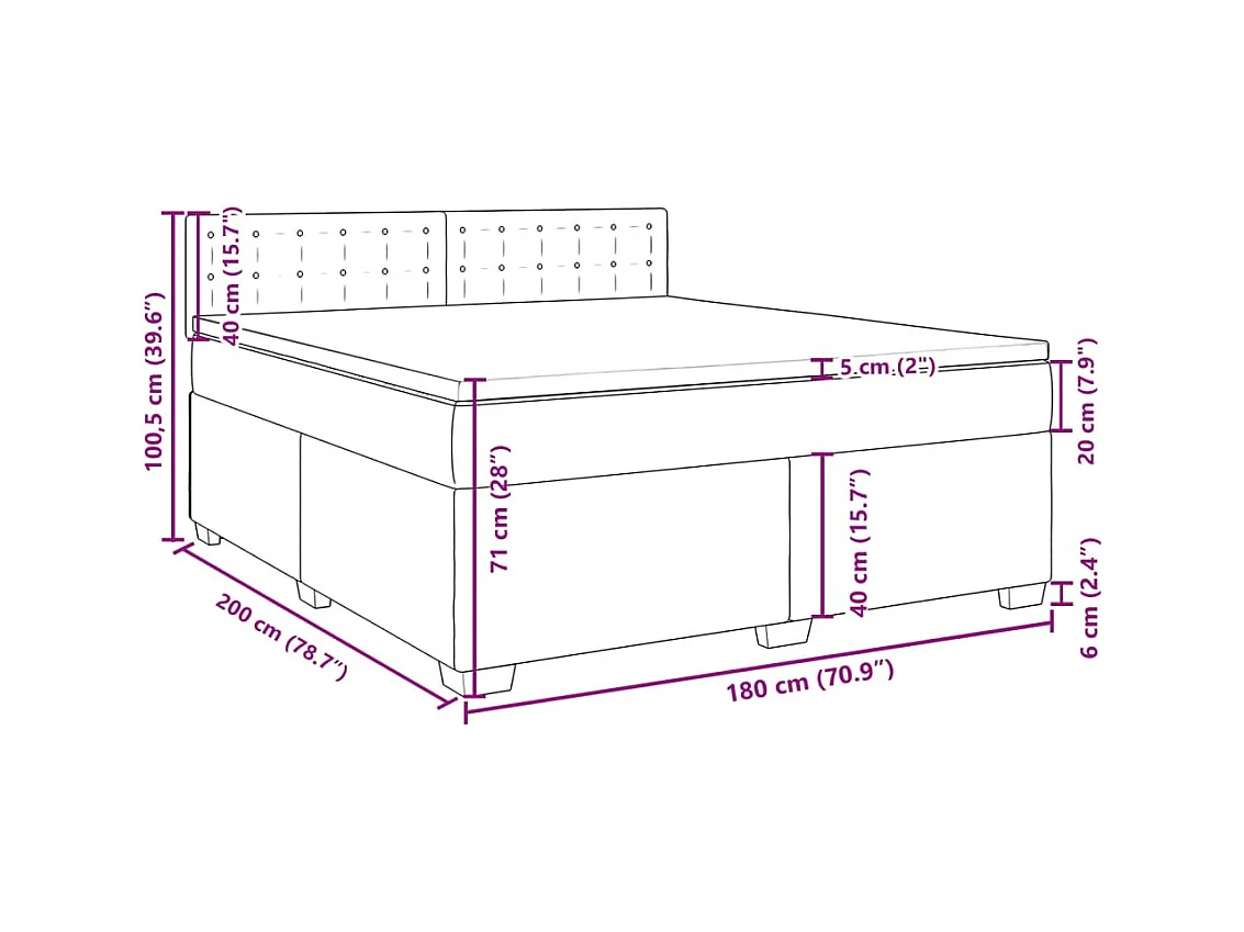 Boxspring met matras stof lichtgrijs 180x200 cm