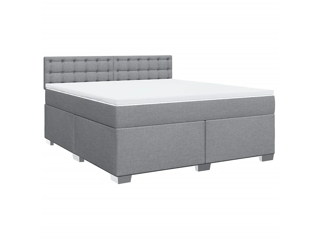 Cama box spring con colchón tela gris claro 180x200 cm