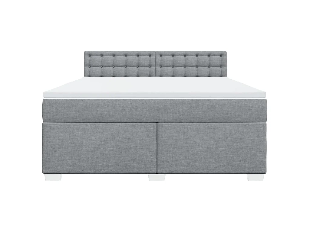 Cama box spring con colchón tela gris claro 180x200 cm