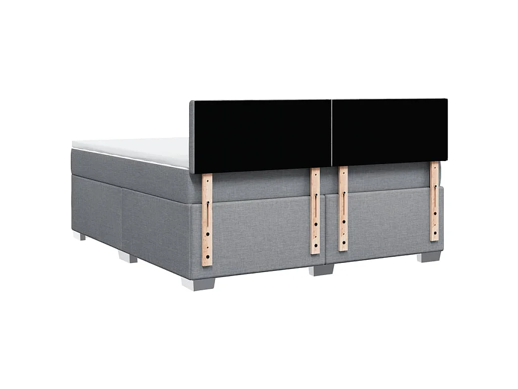 Cama box spring con colchón tela gris claro 180x200 cm