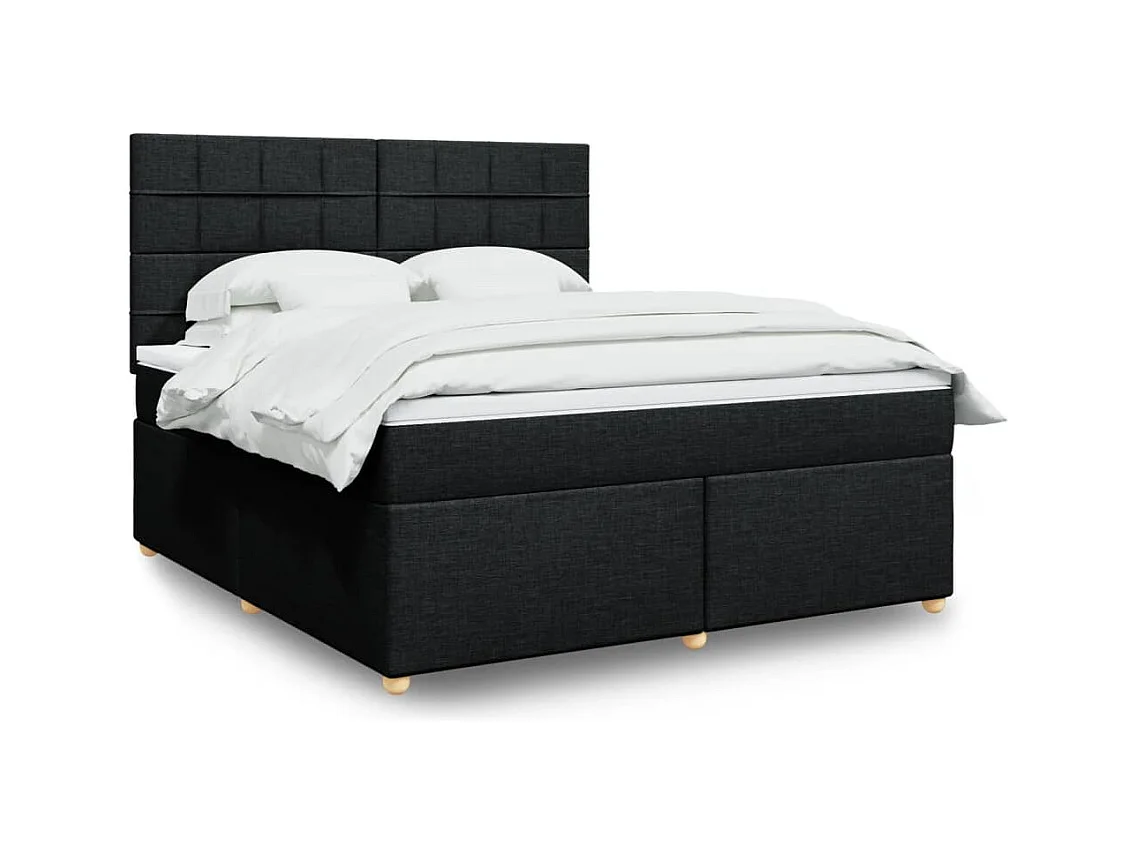 Sommier à lattes de lit avec matelas Noir 180x200 cm Tissu