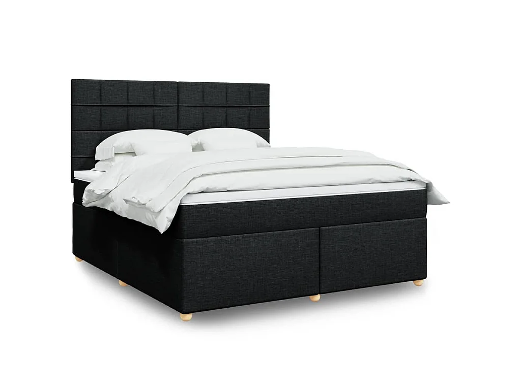 Sommier à lattes de lit avec matelas Noir 180x200 cm Tissu