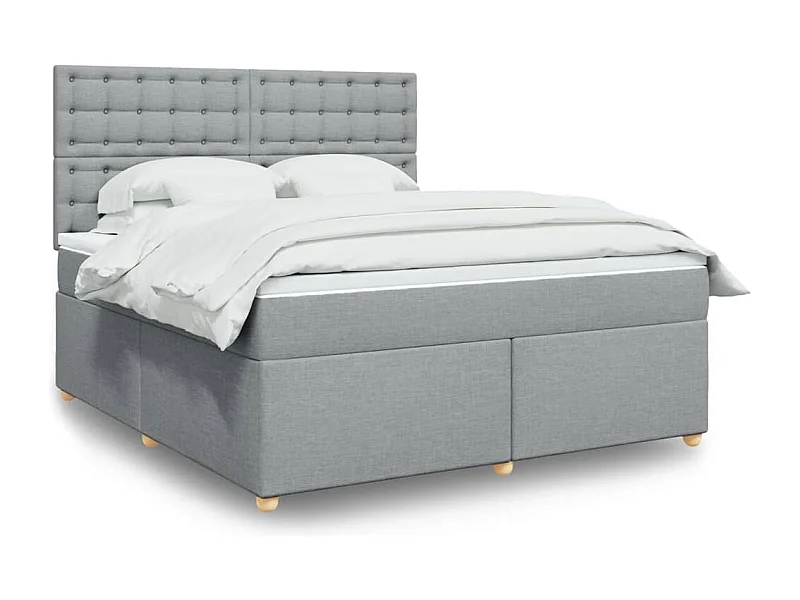 Boxspring met matras stof lichtgrijs 180x200 cm