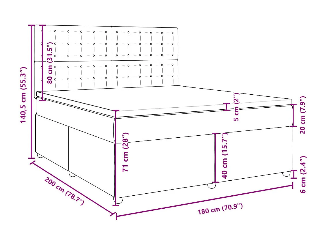 Sommier à lattes de lit avec matelas Gris clair 180x200cm Tissu