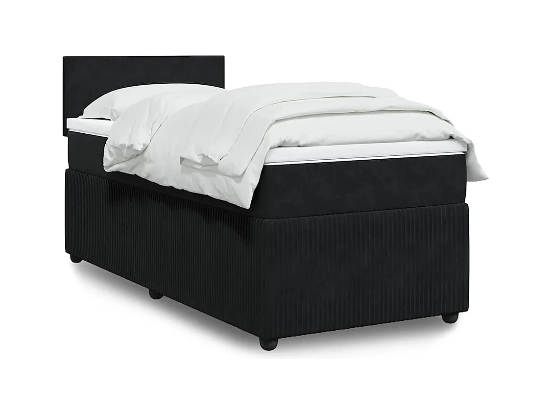 Sommier à lattes de lit avec matelas Noir 90x200 cm Velours