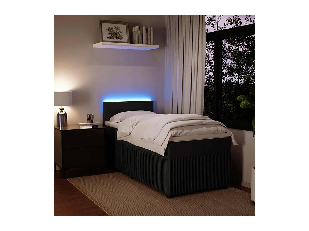 Boxspringbett mit Matratze Schwarz 90x200 cm Samt