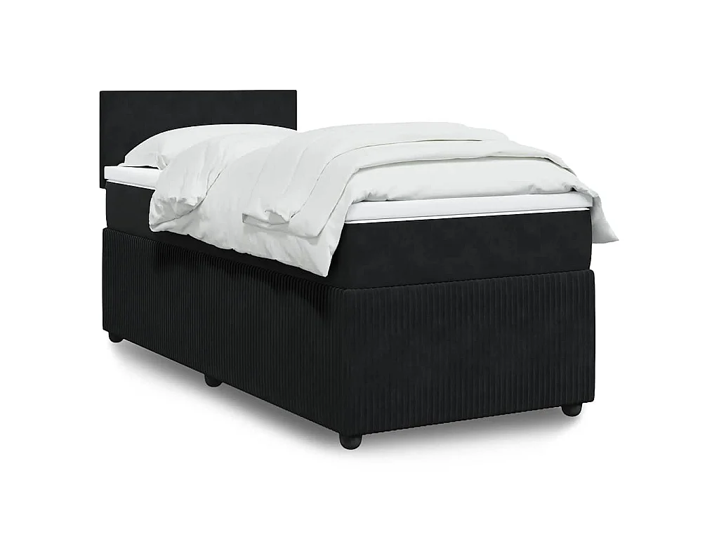 Giroletto a Molle con Materasso Nero 90x200 cm in Velluto