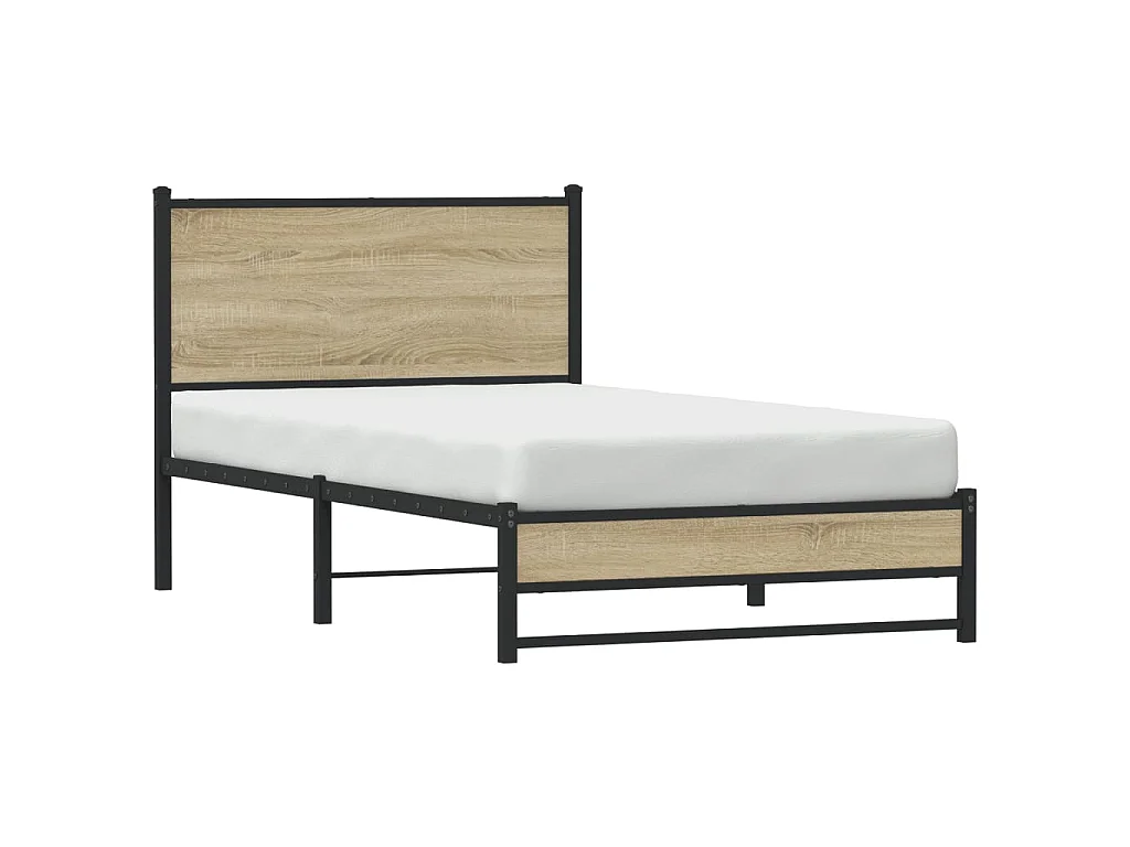 Metallbett ohne Matratze Sonoma-Eiche 100x200 cm