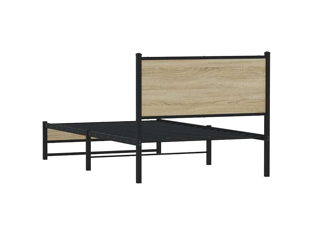 Metallbett ohne Matratze Sonoma-Eiche 100x200 cm
