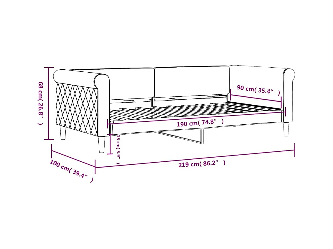 Tagesbett Dunkelgrau 90x190 cm Samt